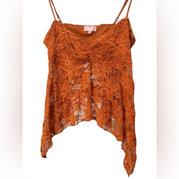 Faded Rose Tops - Fadedrose Women's Orange Floral Lace Top